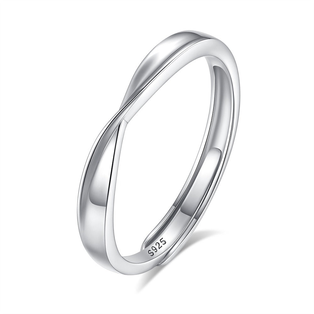 S925 silver heart knot entangled couple bowknot open ring Vera Lux