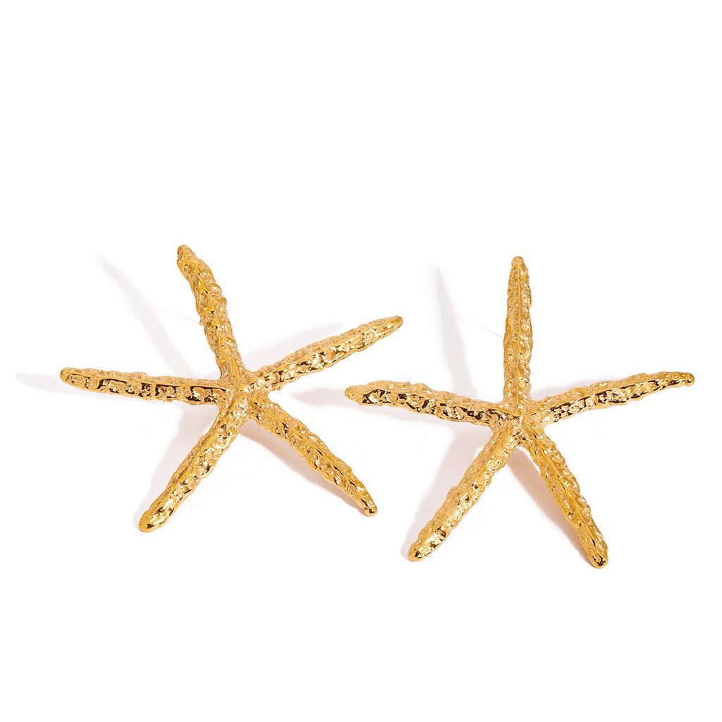 18K gold starfish-shaped earrings with a simple and unique design Vera Lux