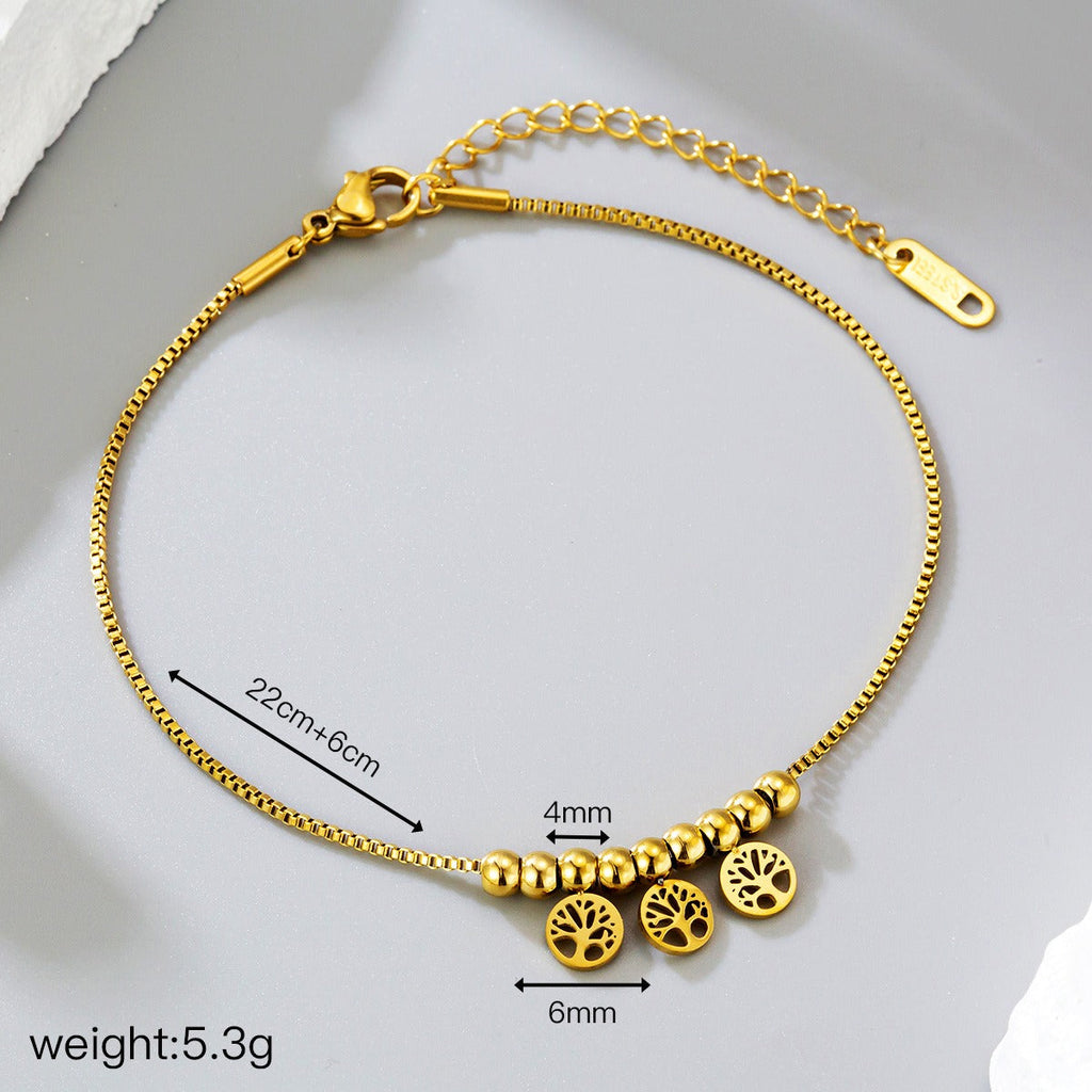 18k gold hollow diamond tree of life series anklet Vera Lux