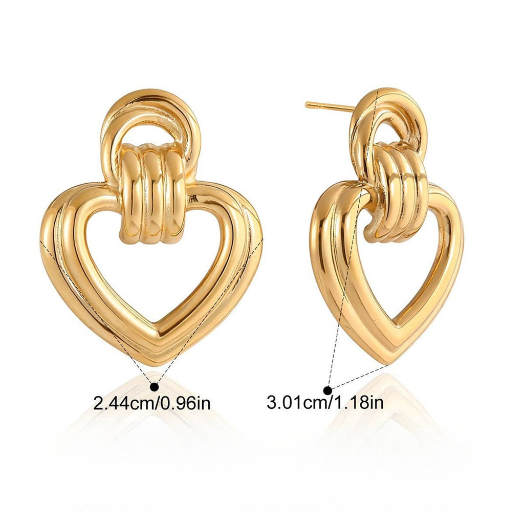 18K gold heart-shaped titanium steel stud earrings Vera Lux