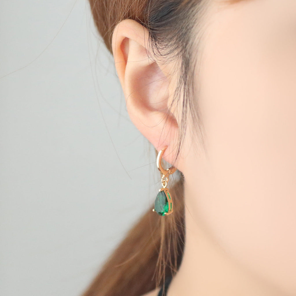 Retro Copper Inlaid Colorful Zircon Earrings Versatile For Women Vera Lux