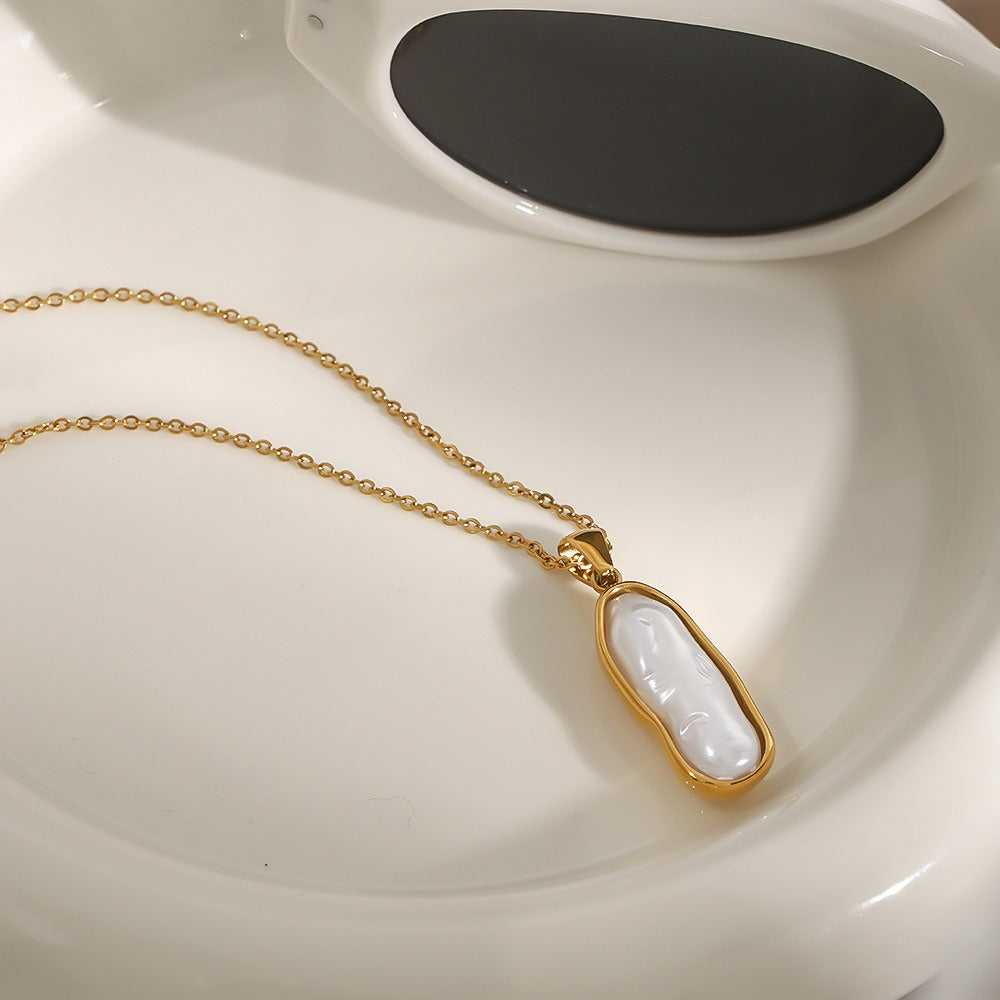 18K gold inlaid irregular pearl design light luxury noble pendant necklace Vera Lux