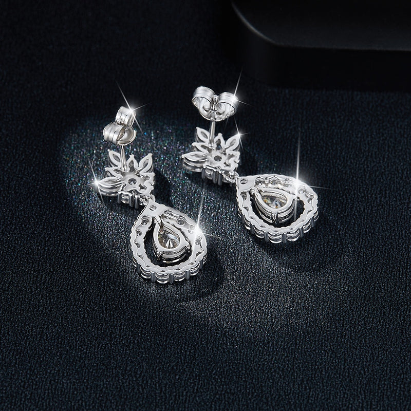 S925 Sterling Silver Pear Cut Moissanite Dangle Earrings  5x7mm Teardrop Cluster Earrings With GRA Certificate Platinum Plated Jewelry Gift Box Set Vera Lux