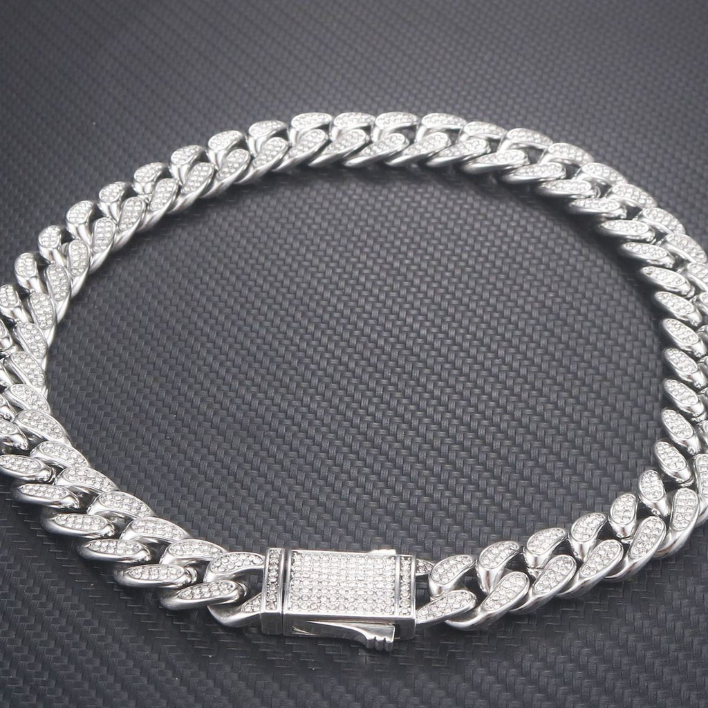 Stainless Steel Titanium Steel Cuban Chain Necklace Bracelet Vera Lux