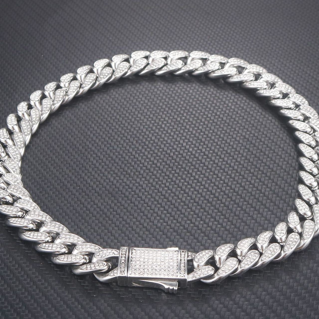 Stainless Steel Titanium Steel Cuban Chain Necklace Bracelet Vera Lux