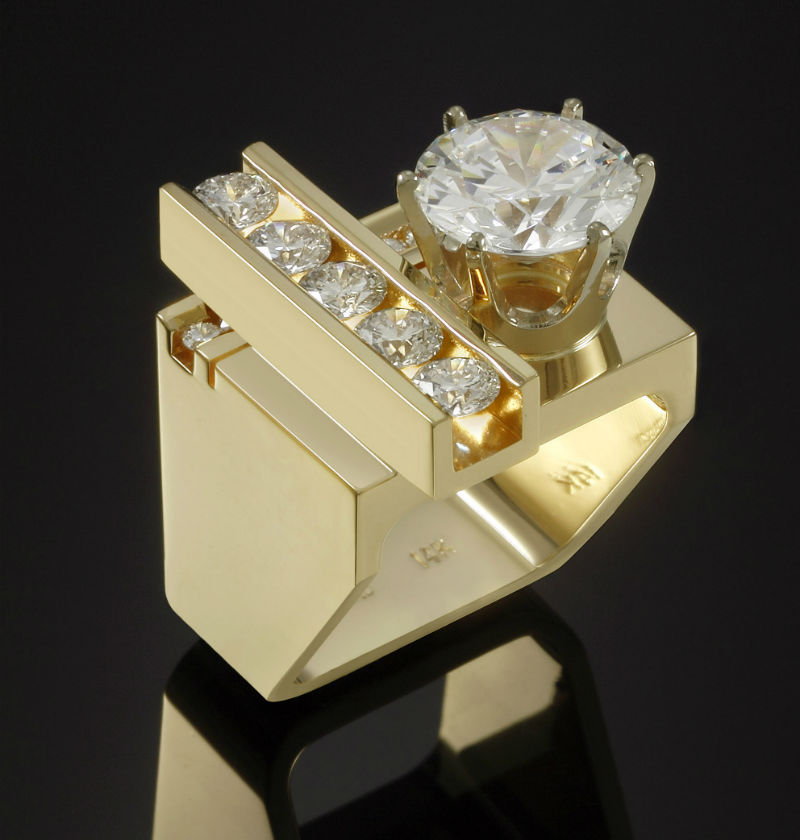 Gold-plated Engagement Ring With Simulated Diamonds Vera Lux