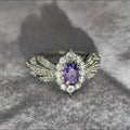 Light Purple Zircon Open Ring, Luxury Elegant Adjustable Band For Women Vera Lux