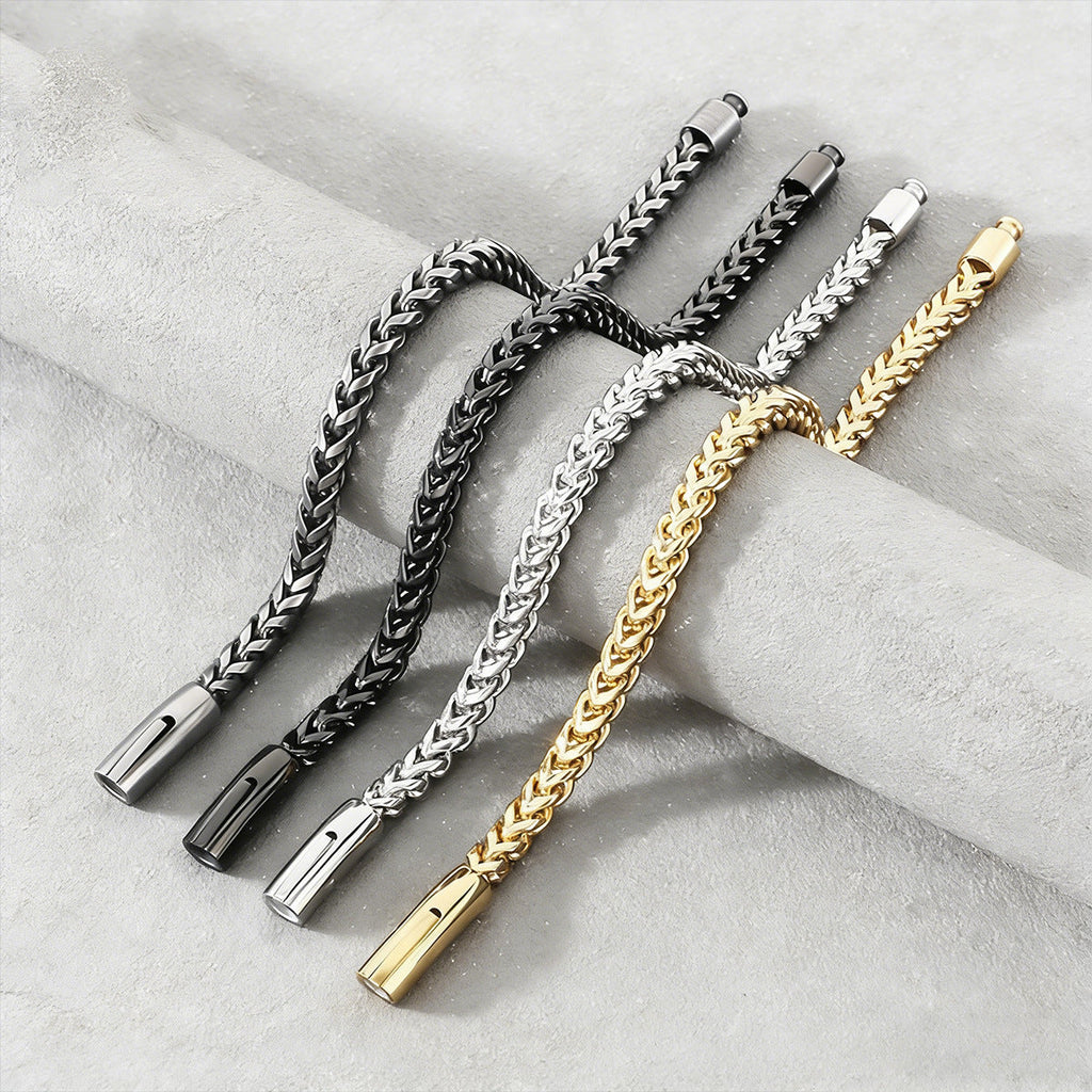 Fashion Double Sided Polished Thickened Cable Chain Titanium Steel Bracelet, Spring Clasp Minimalist Hip Hop Men Bracelet Vera Lux