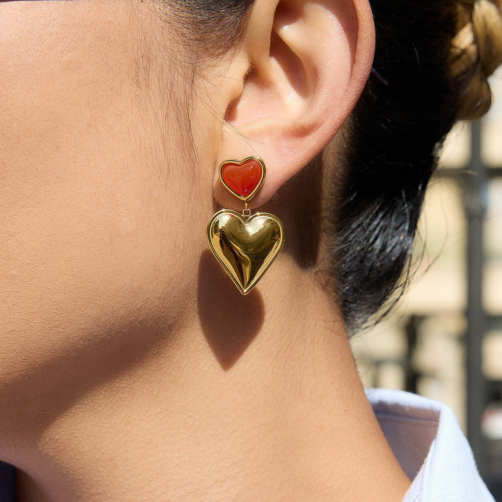 18K gold heart-shaped luxury earrings Vera Lux