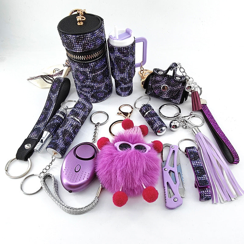 Diamond-Embellished Creative Portable 12-Piece Keychain Set Vera Lux