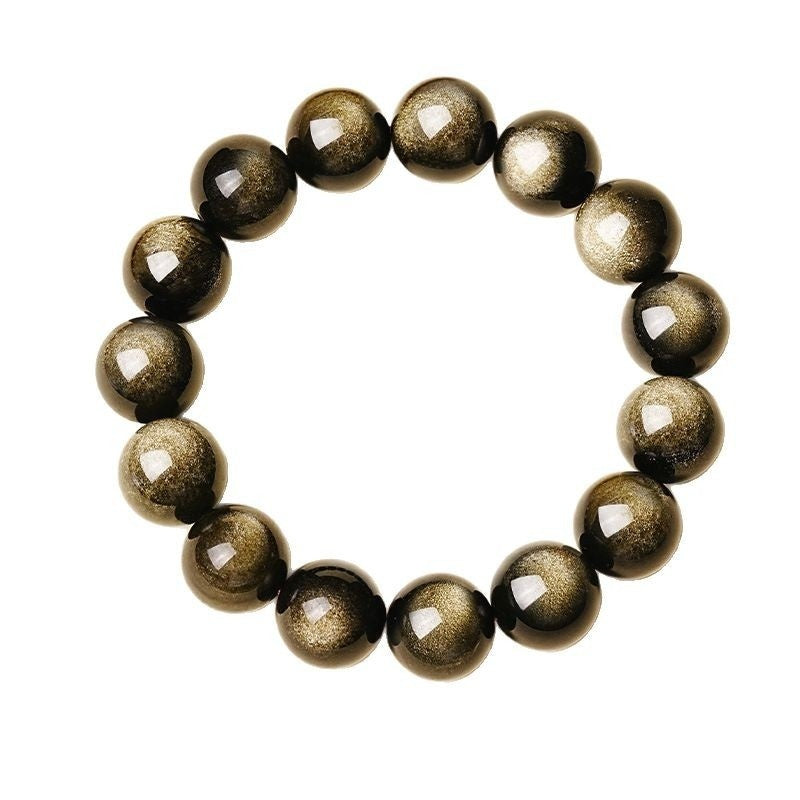 Natural Black Gold Obsidian Plain-Loop Bracelet Vera Lux