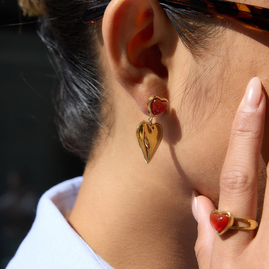 18K gold heart-shaped luxury earrings Vera Lux