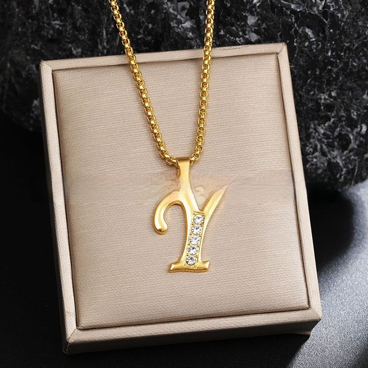 26 Diamond-Encrusted English Alphabet Necklaces Vera Lux