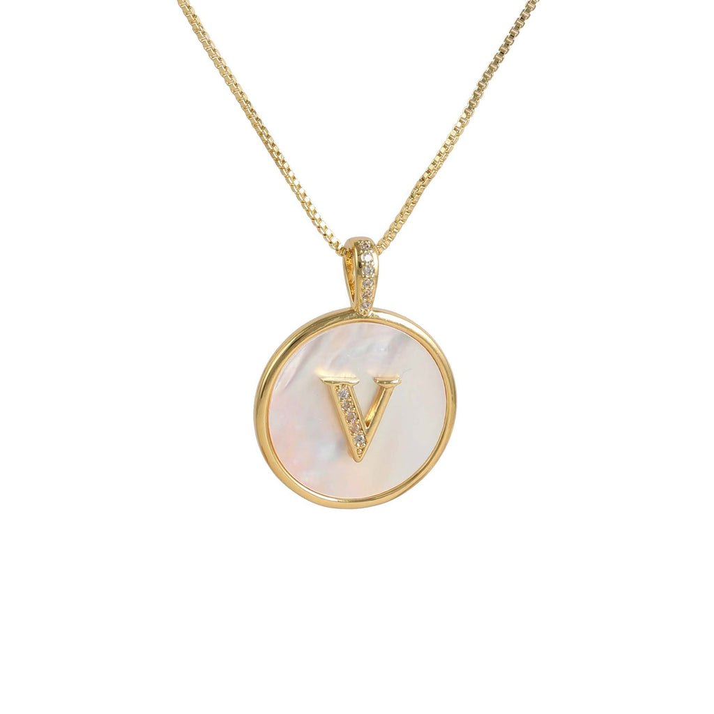 Gold Shell Initial Pendant Charm Collection Vera Lux