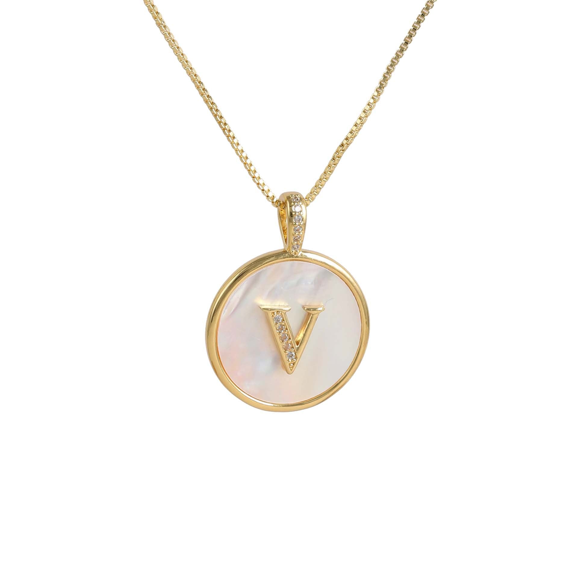 Gold Shell Initial Pendant Charm Collection Vera Lux