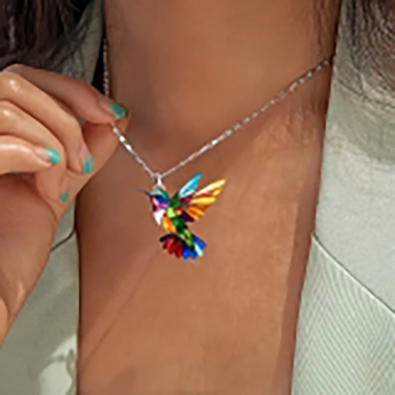 Niche Vibrant Bird Acrylic Necklace Pendant Vintage Fashion Vera Lux
