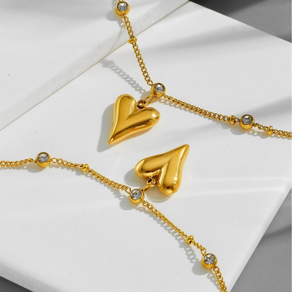 Zircon Heart Trendy Forest Style Peach Heart Anklet Vera Lux