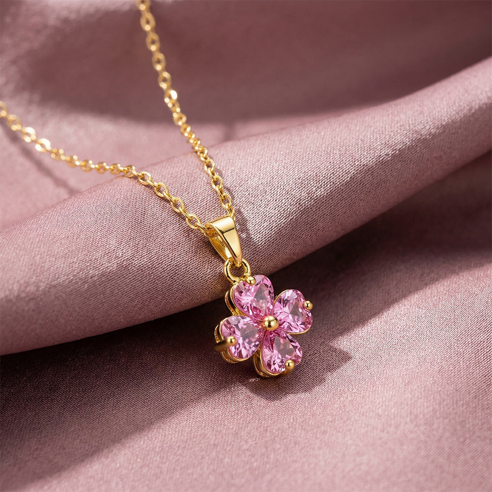 Light Luxury Fashionable Versatile New Diamond-Encrusted Four-Leaf Clover Necklace For Women Vera Lux