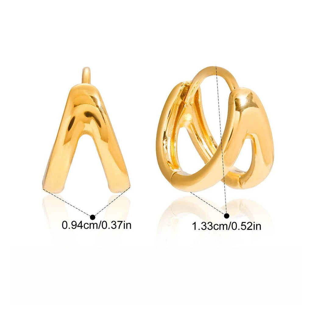 18K gold lightweight luxury and high-end hoop earrings/ear clips Vera Lux