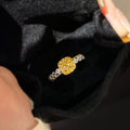 Light Luxury Yellow Diamond Sugar Cube & Pineapple Ring, Niche Design, High-End Exquisite Fashion Gemstone Ring For Women Vera Lux