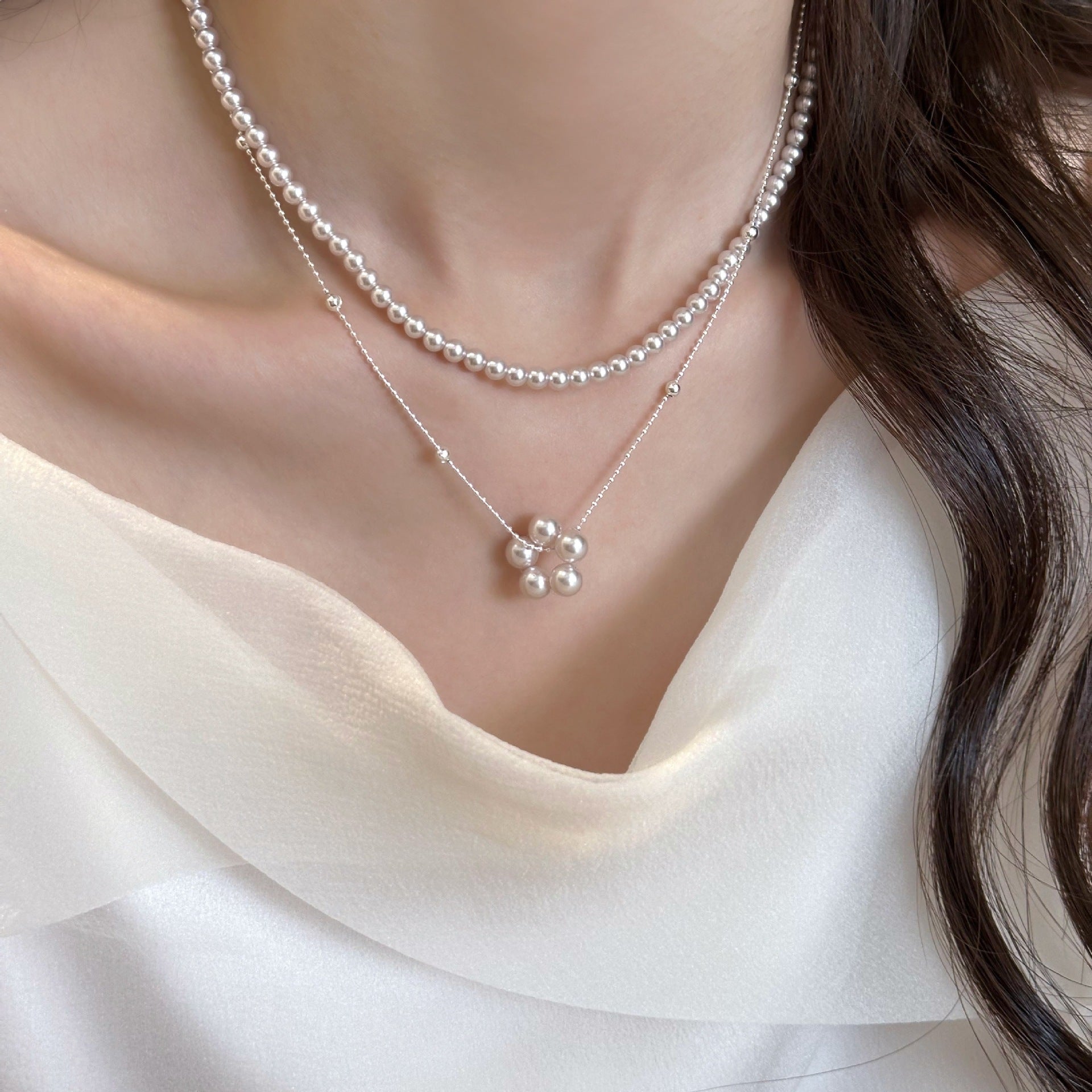 Versatile Layered Pearl Necklace With A Refined Manta Style Vera Lux