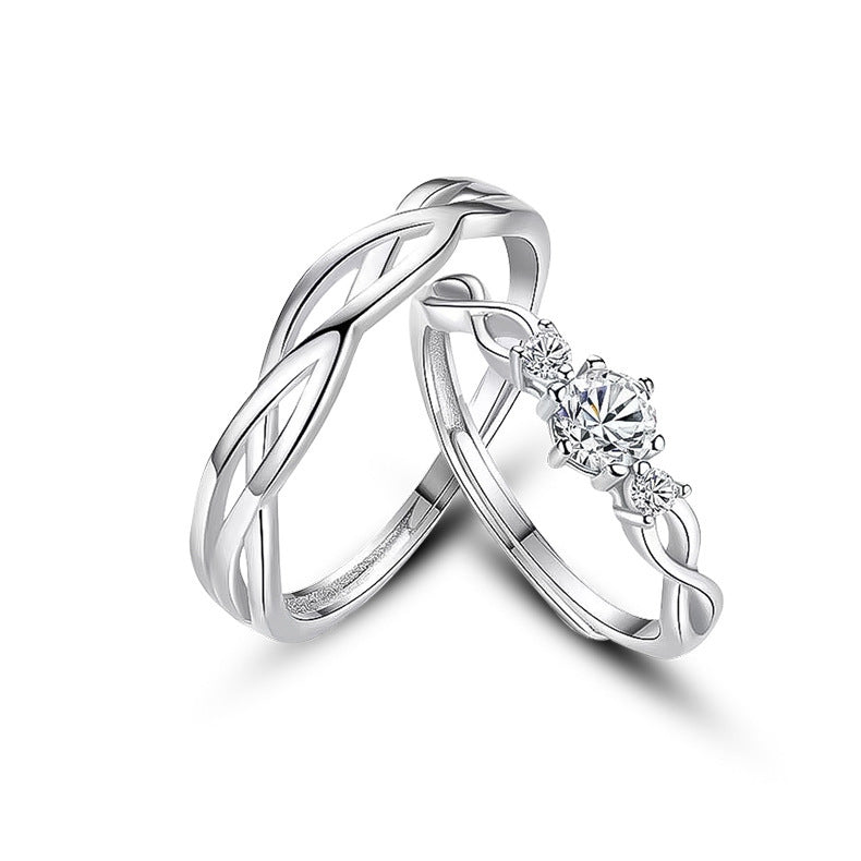 S999 Pure Silver Bind Your Love Couple Rings, Niche Design, Premium Light Luxury Pair Rings, Valentine's Day Gift Vera Lux