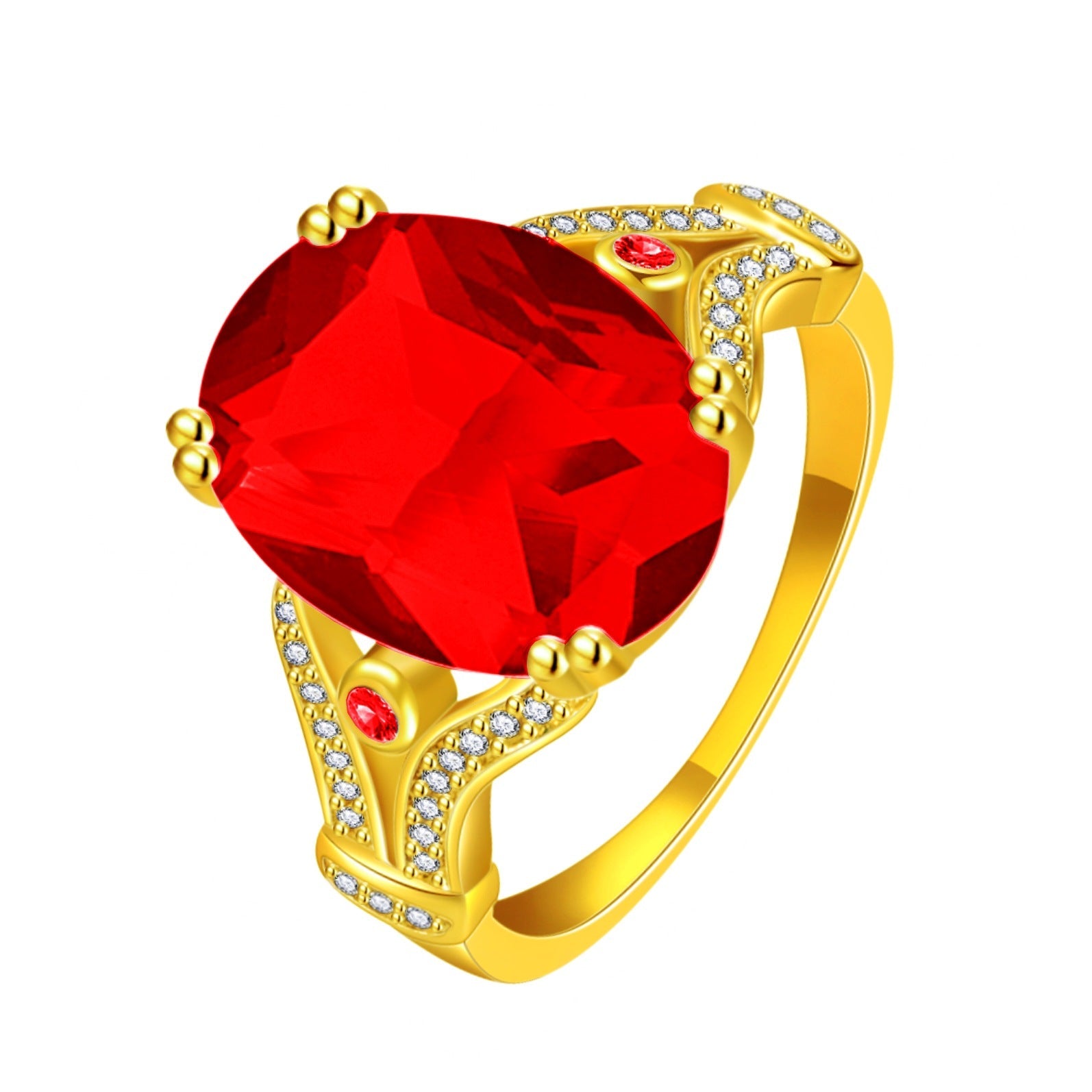 Goose Egg Diamond Creative Large Loose Stone 18k Gold-Plated Ring Vera Lux