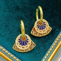 Elegant Vintage Round Fan-shaped Painted Ear Clips Vera Lux