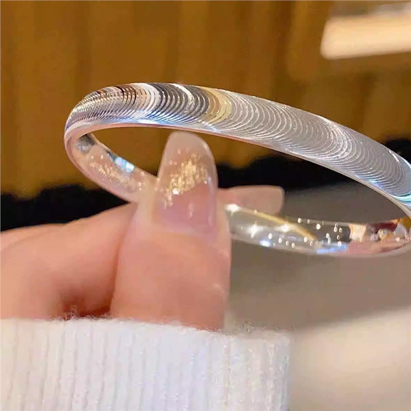 9999 Solid Silver Closed Bangle Bracelet - Brushed Finish Minimalist Smooth Band for Women Vera Lux