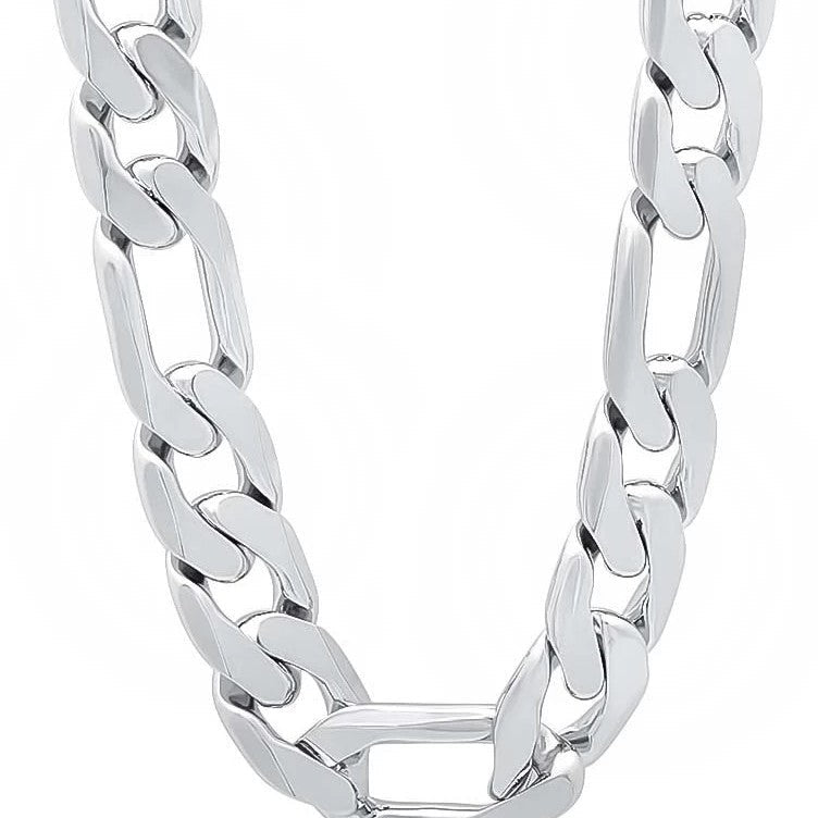 12mm Flat Side Domineering Necklace Plated 925 Silver Vera Lux
