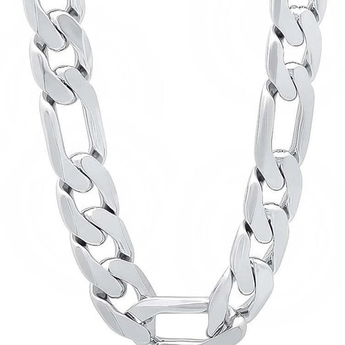 12mm Flat Side Domineering Necklace Plated 925 Silver Vera Lux