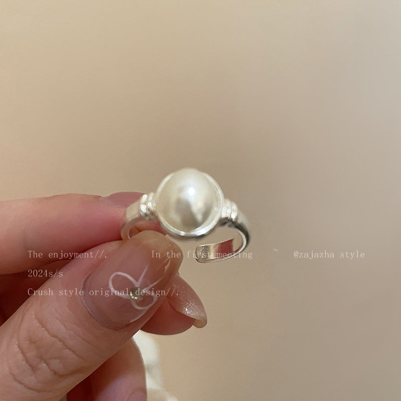 Pearl Flower Open Ring For Women, Luxury High-End, Minimalist Niche Design Index Finger Ring Vera Lux