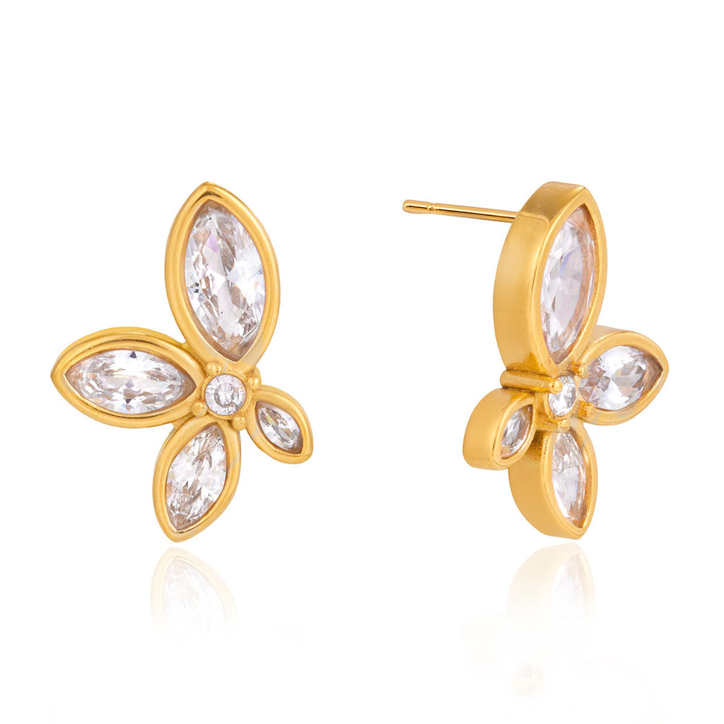 White Flower Zircon Stud Earrings Vera Lux