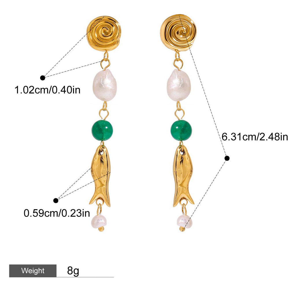18K goldfish-shaped earrings with pearl design Vera Lux