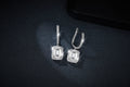 S925 Sterling Silver 6x8mm Emerald Cut Moissanite Halo Hoop Earrings  Platinum Plated Drop Earrings With GRA Certificate Luxury Jewelry Gift Box Set Vera Lux