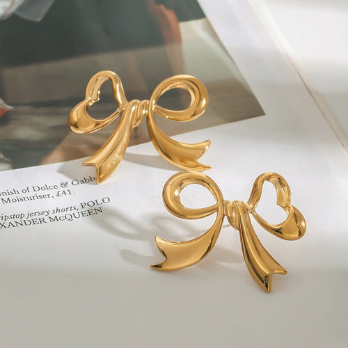 18k gold bow design exquisite and noble earrings Vera Lux
