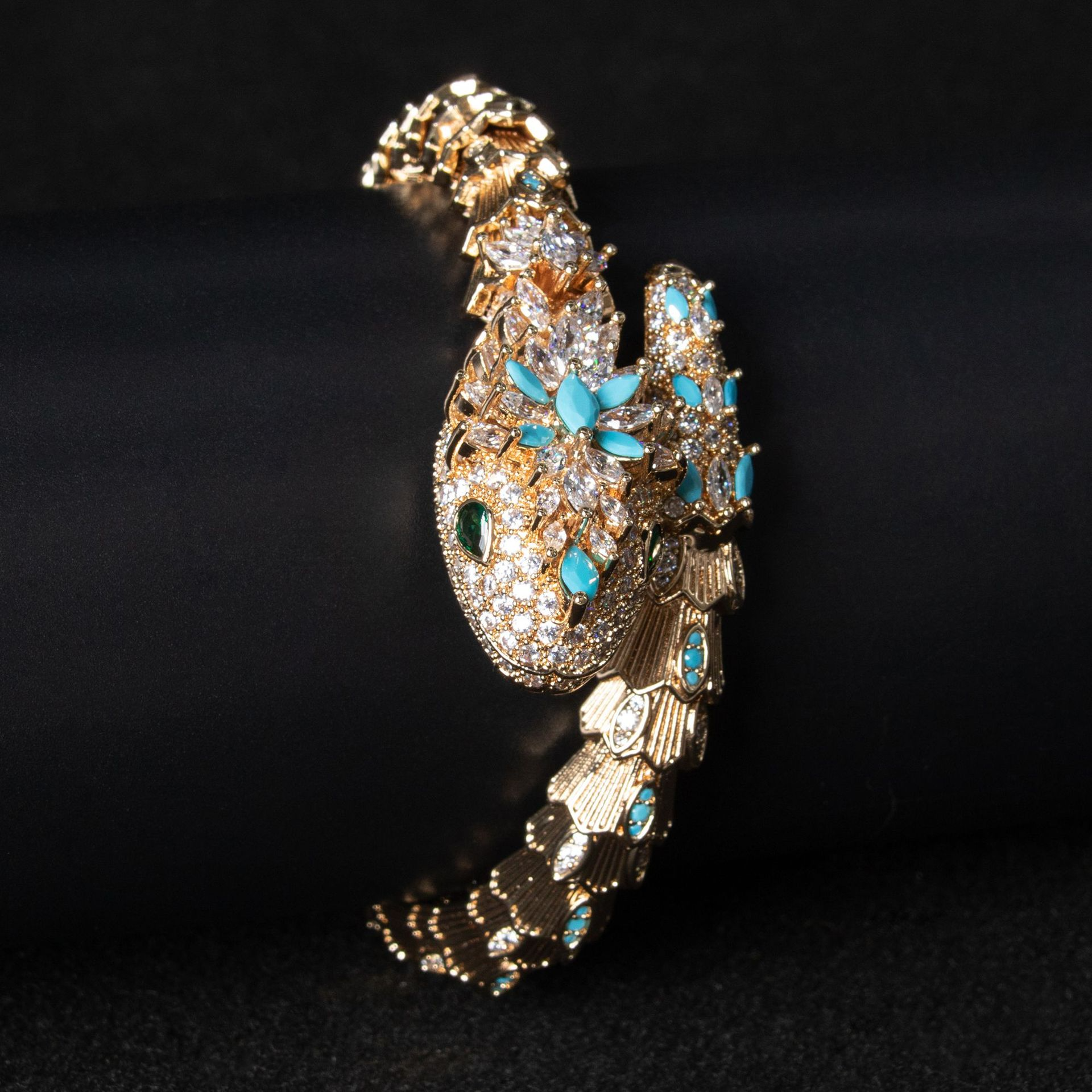 18K Gold Snake and Marcasite Bracelet Vera Lux