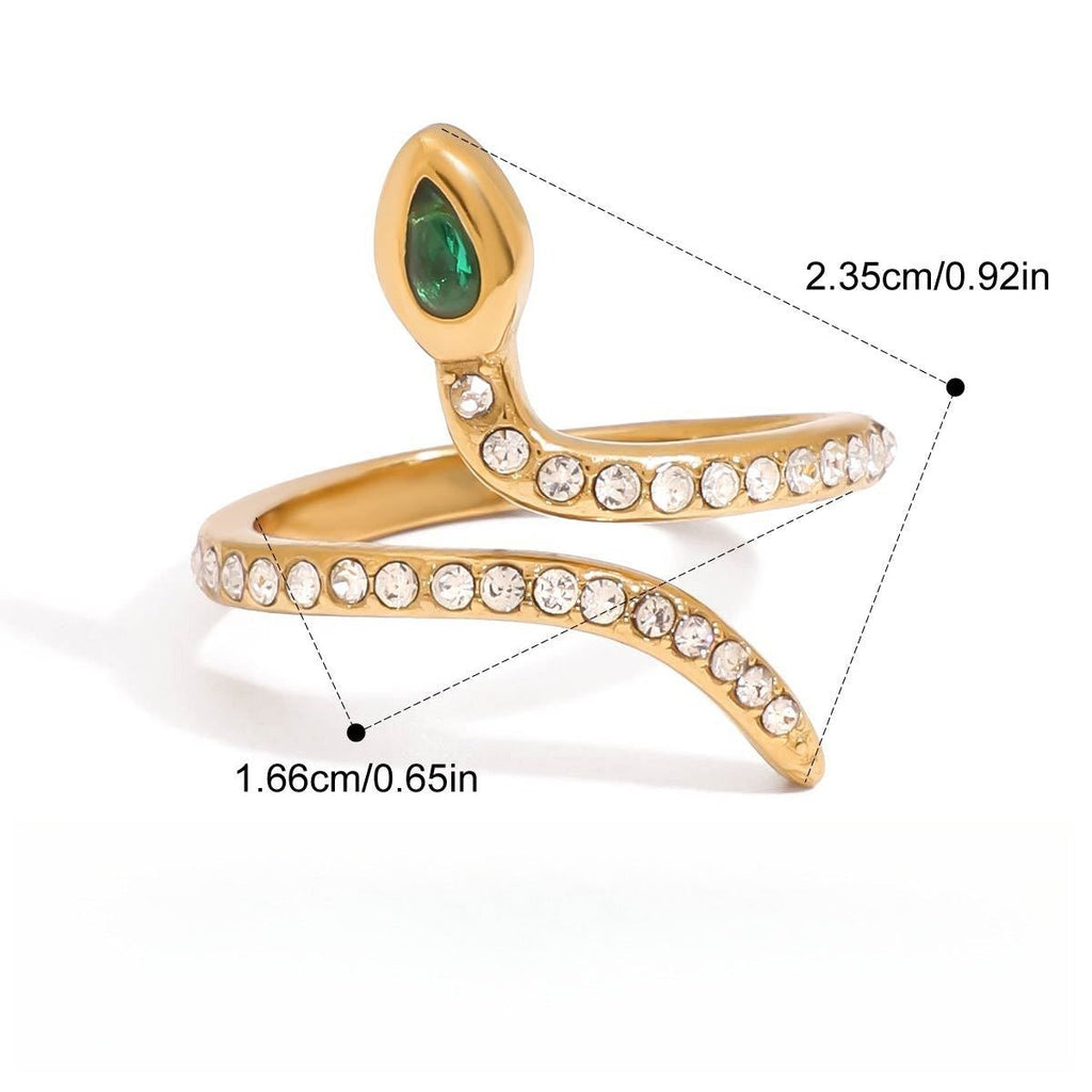 18K gold and titanium steel snake ring Vera Lux