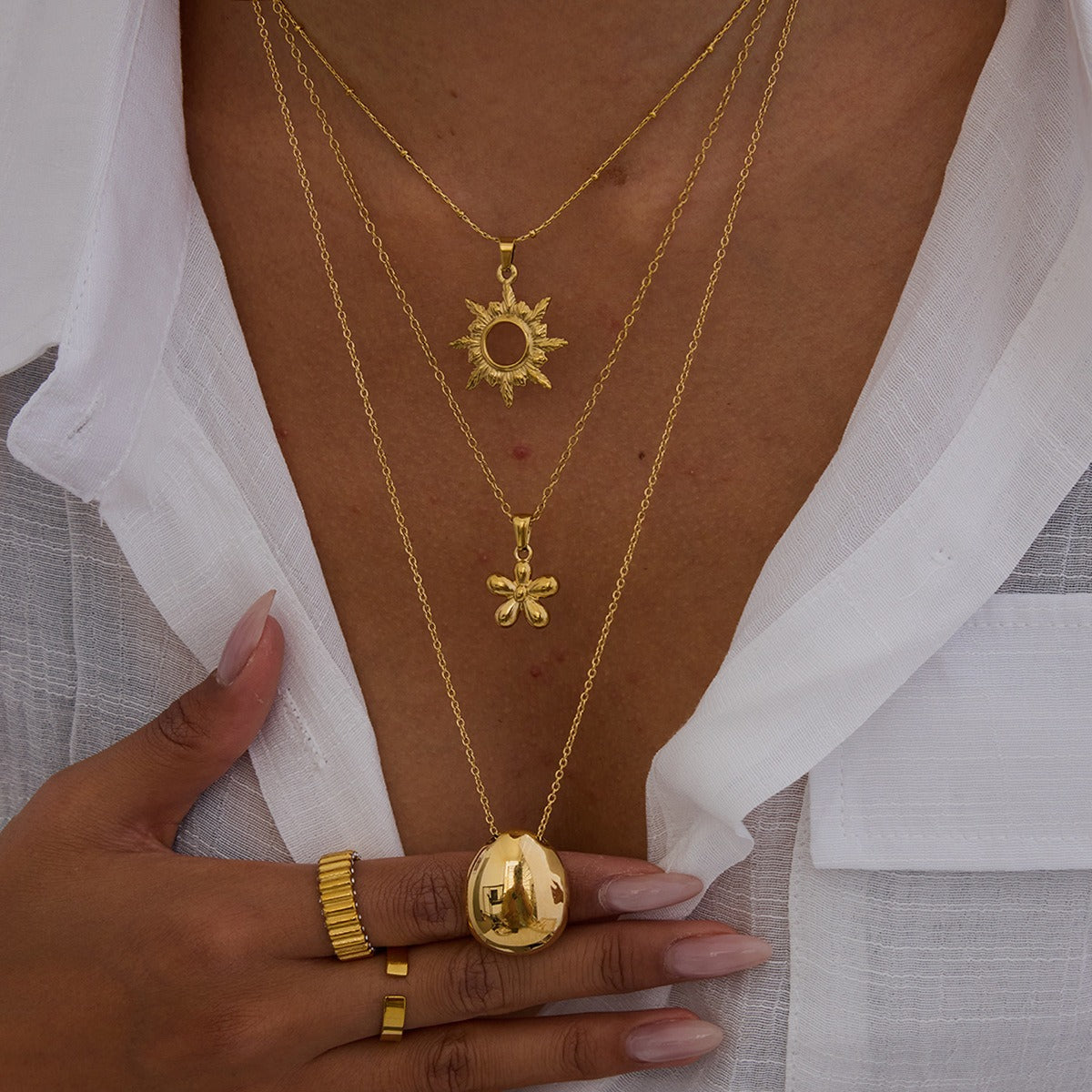 18K Gold Geometric Design Trendy Personality Necklace Vera Lux