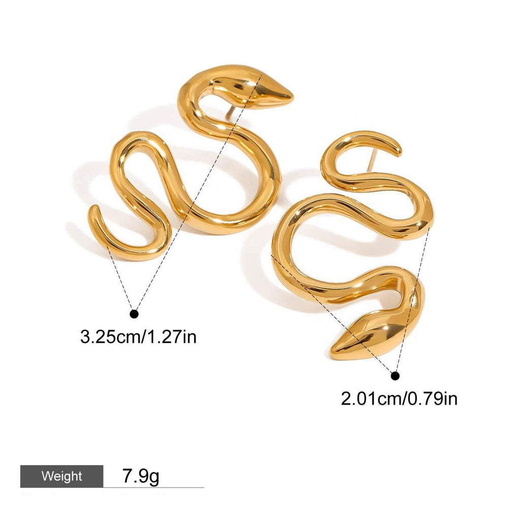 18K gold snake-shaped design trendy and personalized earrings Vera Lux