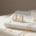 925 Sterling Silver Exquisite Mother-of-Pearl and CZ Gourd-Shaped Stud Earrings Vera Lux