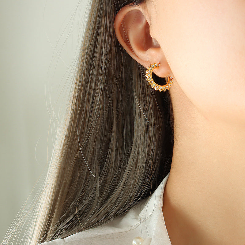 French-style Polka Dot Sunflower Earrings For Women Vera Lux