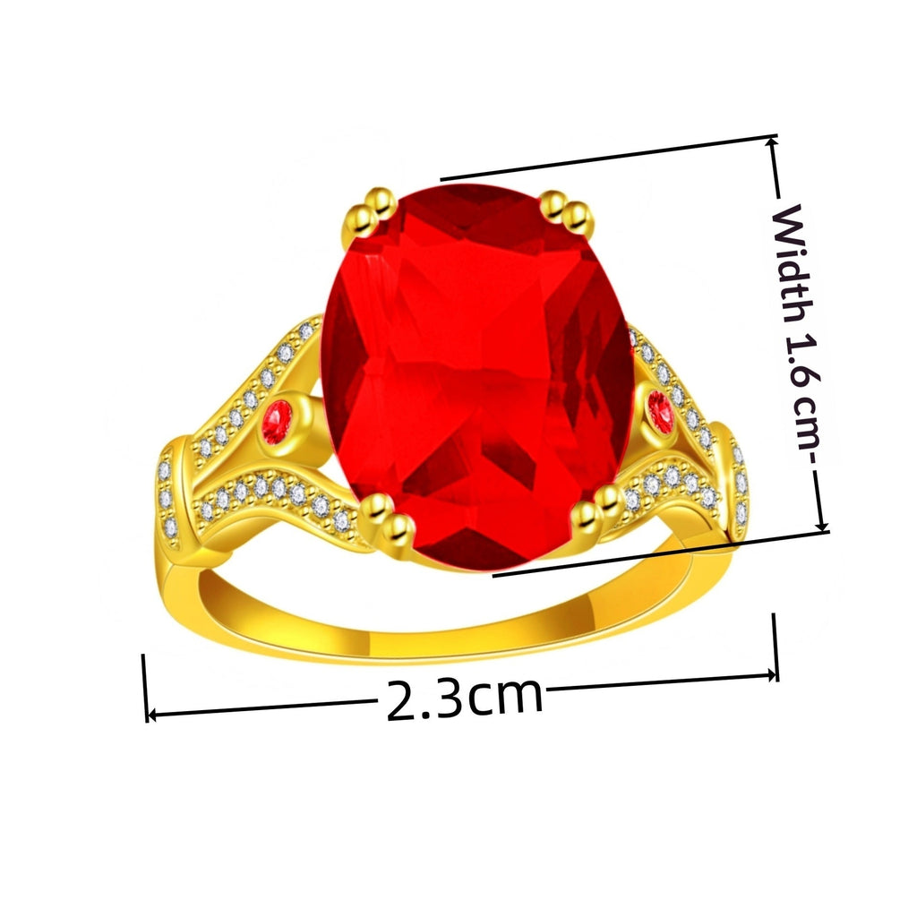 Goose Egg Diamond Creative Large Loose Stone 18k Gold-Plated Ring Vera Lux