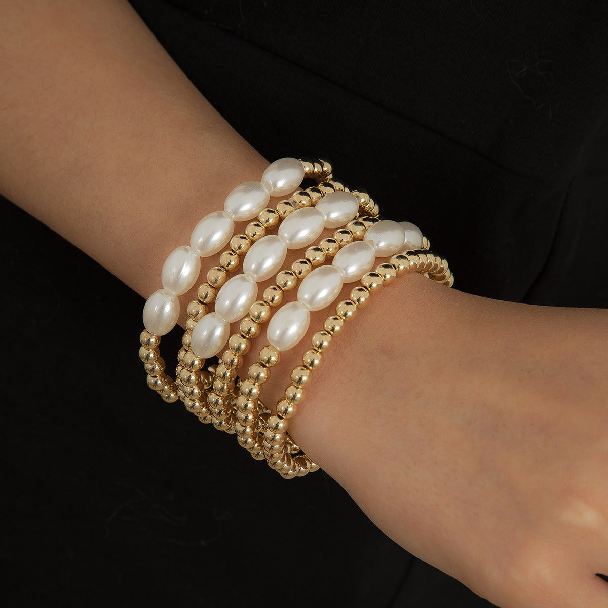 18k gold bow pearl beaded bracelet Vera Lux