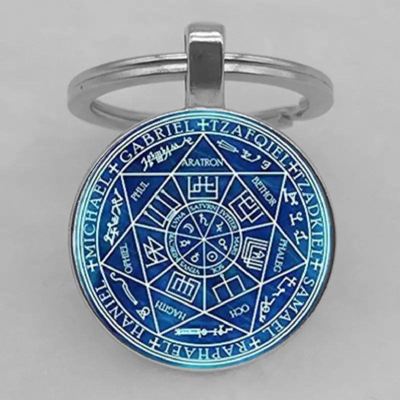 Seven-pointed Star Letter Pattern Glass Pendant Keychain Vera Lux