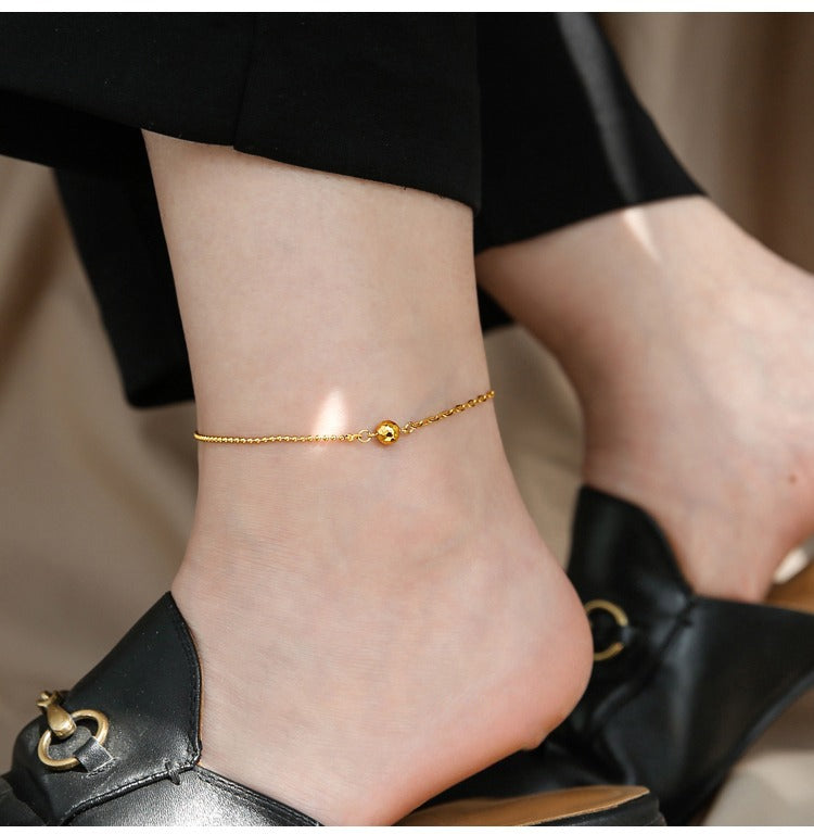 Light luxury laser bead splicing chain 18K gold anklet Vera Lux