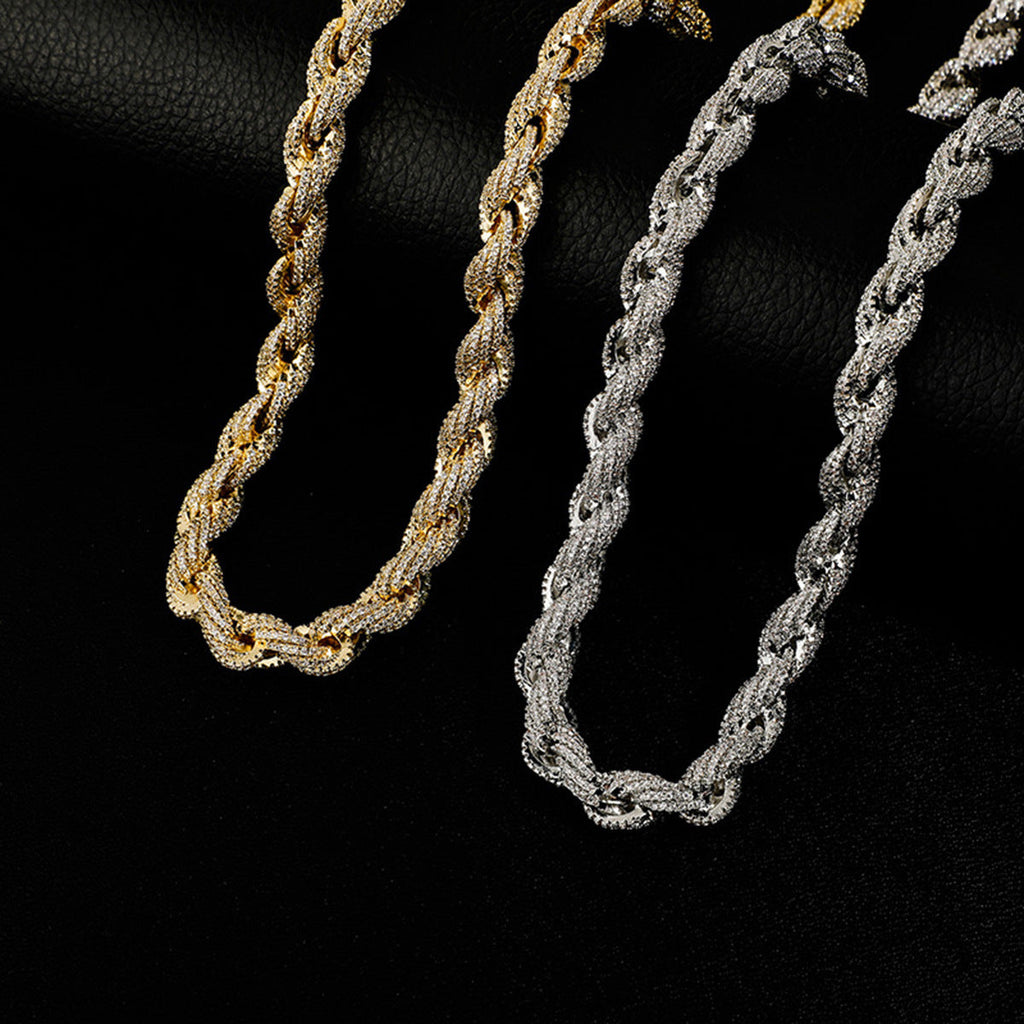 European And American Hip-Hop Mens Necklace 10mm Alloy Braided Chain With Diamonds Vera Lux