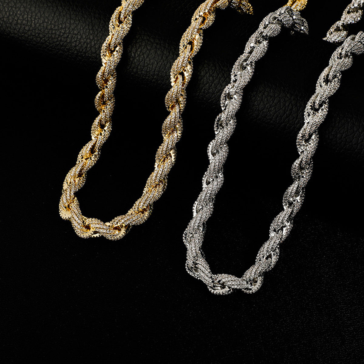 European And American Hip-Hop Mens Necklace 10mm Alloy Braided Chain With Diamonds Vera Lux