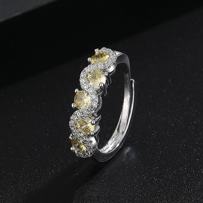 Hot Selling New Colored Gem Wave Ring, Premium Quality European Minimalist Twisted Band, Trendy Women Finger Ring Vera Lux