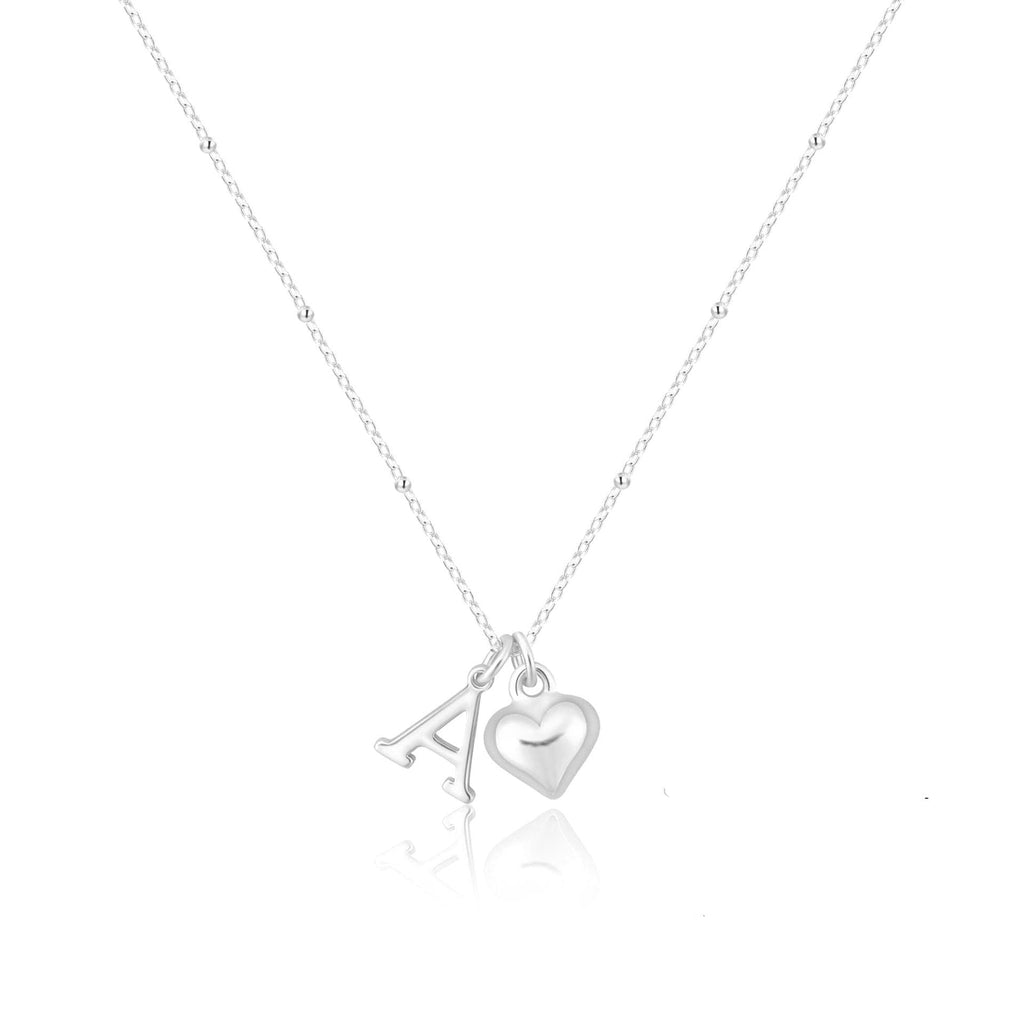 Initial Letter Stainless Steel Minimalist Cool-Girl Style Heart Pendant Necklace Vera Lux